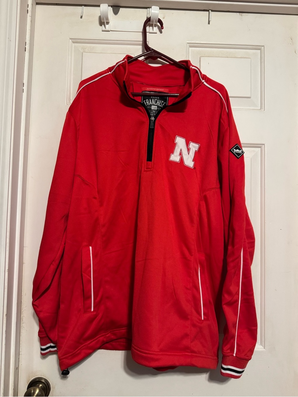 University Red Quarter-Zip Pullover with 'N' Patch huskers Nebrhska